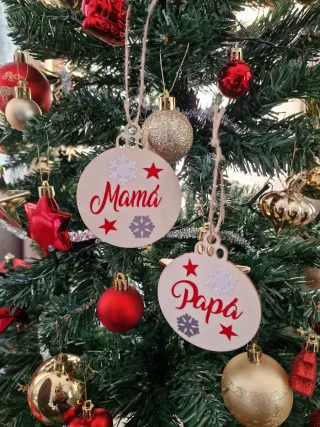 Adornos Navideños bolas Madera personalizado