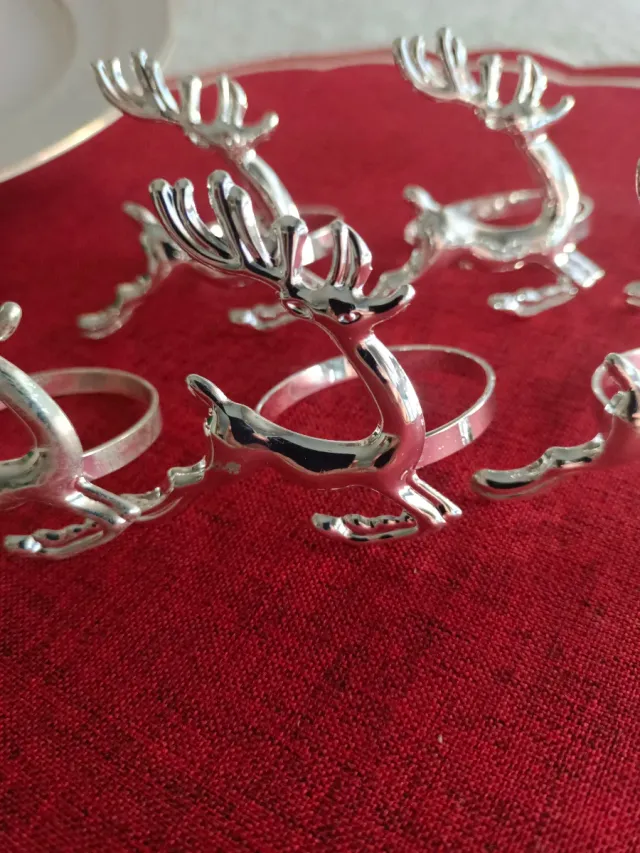 Set 6 Servilleteros Renos Plateados