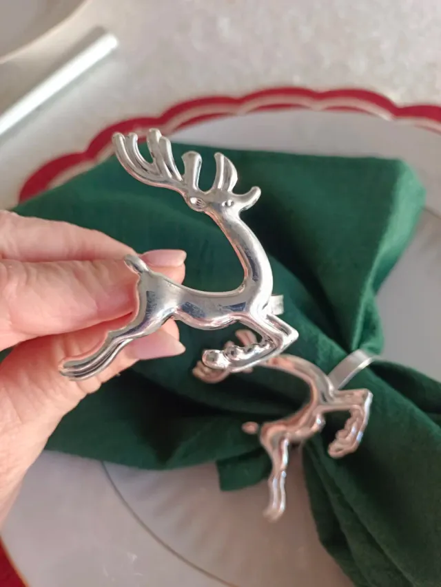 Set 6 Servilleteros Renos Plateados