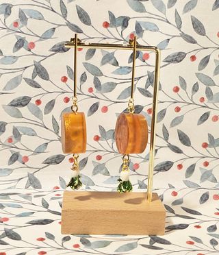 Pendientes Artesanales Charm Lechuga Oro y Verde