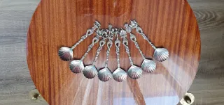 Set 9 cucchiai vintage antichi forma di conchiglia