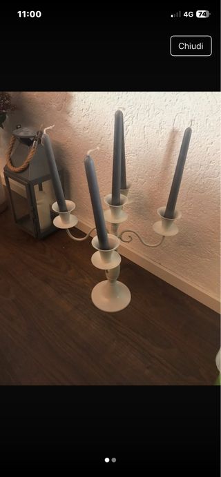 Candelabro metallo bianco 5 candele