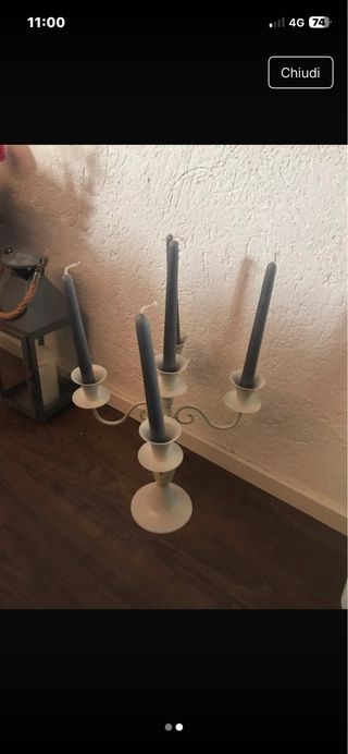 Candelabro metallo bianco 5 candele
