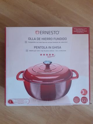 Olla hierro fundido 5'1l todo tipo cocinas + horno