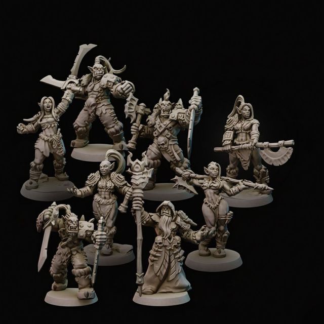 Pack 8 Orcos Tribales Miniaturas Rol Resina