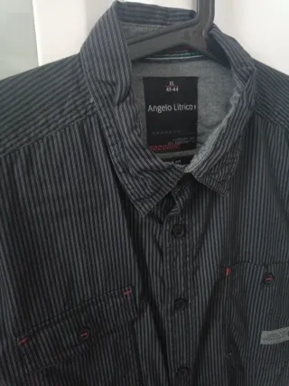 Camisa Angelo Litrico Hombre XL Rayas Negras/Grise