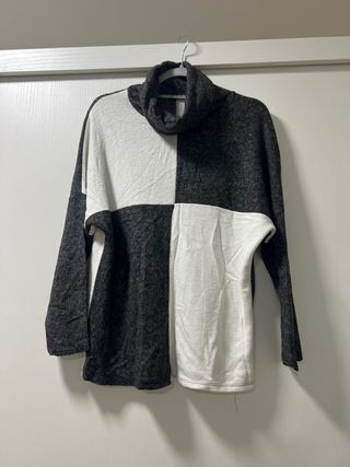 Jersey manga larga mujer gris y blanco