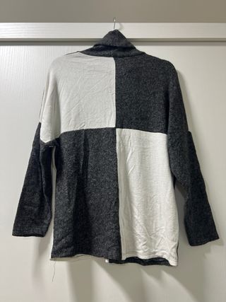 Jersey manga larga mujer gris y blanco