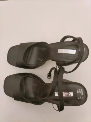 Sandalias fiesta plataforma tacón negras talla 41
