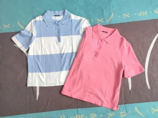 Lote 2 polos rayas y rosa