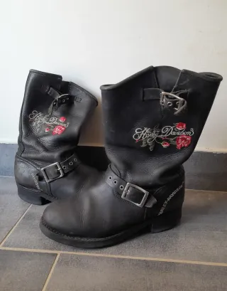 Stivali Botas Harley Davidson neri con rose