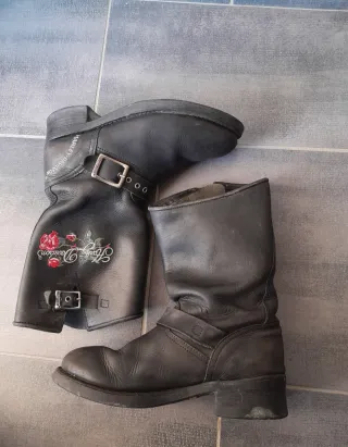 Stivali Botas Harley Davidson neri con rose