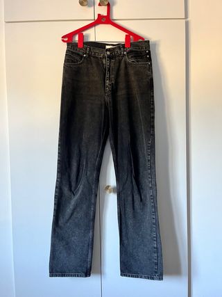 Vaqueros Mango Wide Leg Negro Lavado