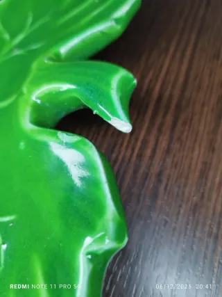 Juego platos cerámica hoja verde