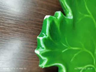 Juego platos cerámica hoja verde