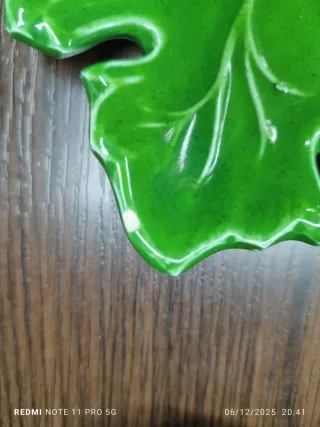 Juego platos cerámica hoja verde