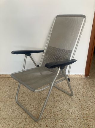 Silla Plegable Playa Gris y Negra