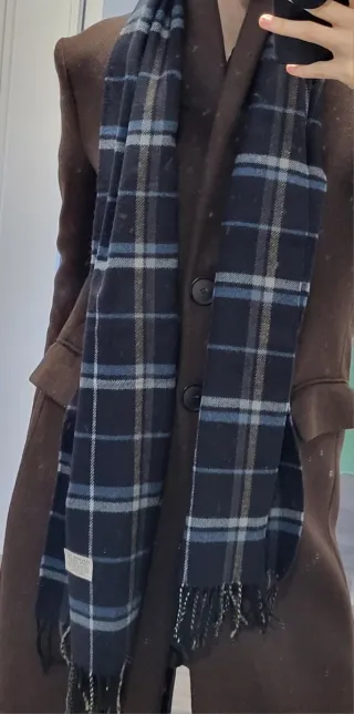 Bufanda cuadros azul/gris