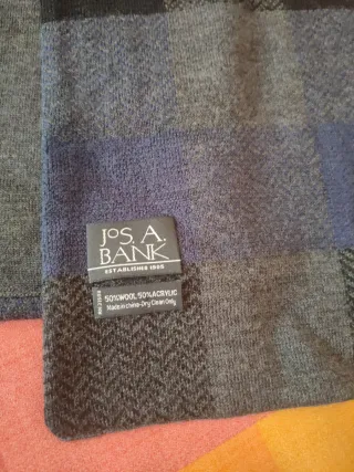 Bufanda reversible Jos  A Bank cuadros azul y gris