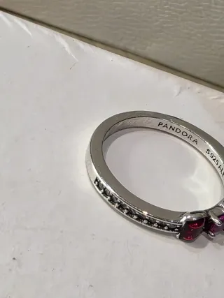 Anillo Pandora Disney Lazo Rojo y Rosa