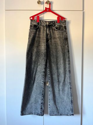 Vaqueros Mango Wide Leg Gris Lavado