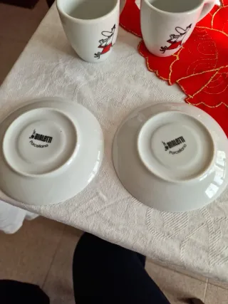 N. 2 Tazzine Caffè Bialetti Bianche Rosse