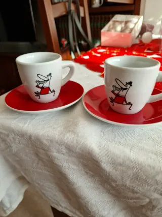 N. 2 Tazzine Caffè Bialetti Bianche Rosse