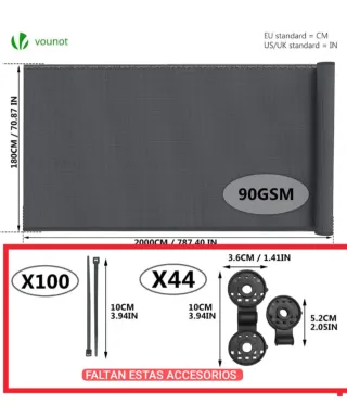 Malla de sombrero 1.8x20m Vounot