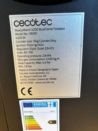 Estufa de butano Cecotec