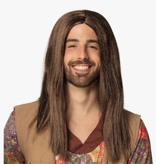 Peluca Marrón Larga Estilo Hippie