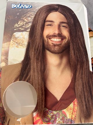 Peluca Marrón Larga Estilo Hippie