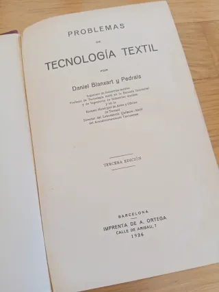 Libro del 1926 'Problemi di Tecnologia Tessile'