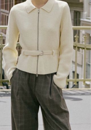 Chaqueta Mango Punto Beige Talla M