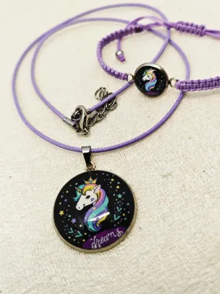 Conjunto collar y pulsera unicornio dreams