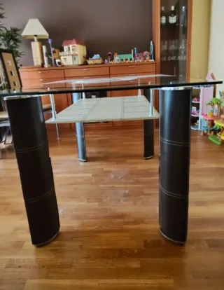 Mesa de comedor de diseño cristal + 6 sillas