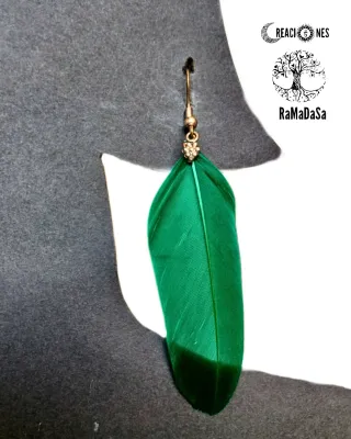 Pendientes de plumas de colores y con abalorios.