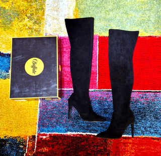 Stivali alti Buffalo scamosciati neri Tg 42