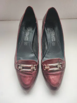 Zapatos Pitillos Mujer Talla 40 Rojo/Plata