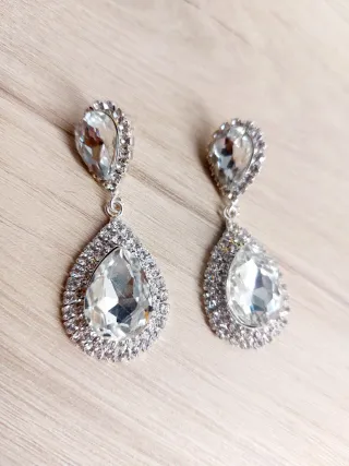 Pendientes lágrima plata y cristal