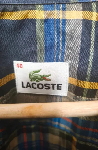 Camisa Lacoste a cuadros azul y amarilla