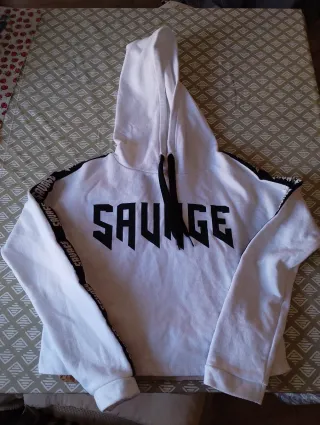 Sudadera con capucha Savage blanca niña