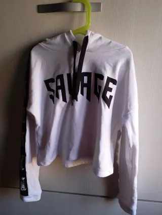 Sudadera con capucha Savage blanca niña