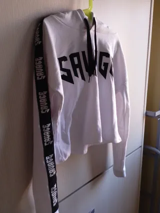 Sudadera con capucha Savage blanca niña
