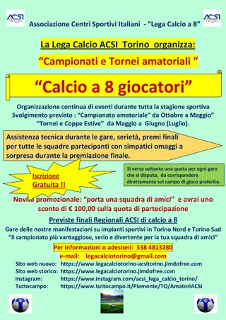 Campionati e tornei di calcio a 8 in Torino