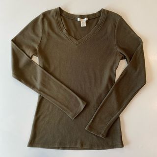 Camiseta verde canalé manga larga Talla M