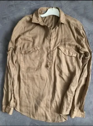 Camisa Zara Manga Larga Bolsillos