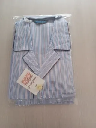 Pijama Nocturno Rayas Azul y Blanco Nuevo
