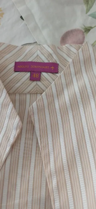 Blusa Adolfo Domínguez Rayas Beige Talla 48