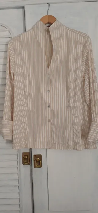 Blusa Adolfo Domínguez Rayas Beige Talla 48
