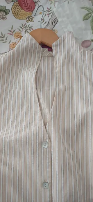 Blusa Adolfo Domínguez Rayas Beige Talla 48
